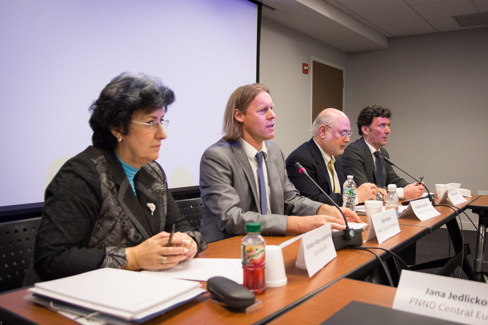 Senator Alena Gajduskova, Alyn Ware, Jonathan Granoff and Paul Dewar MP