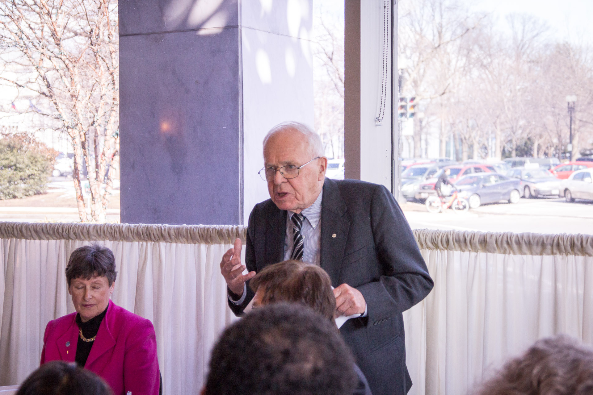 Douglas Roche introducing Angela Kane