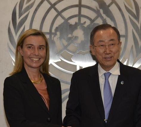 Federica Mogherini with UN Secretary General Ban Ki-moon