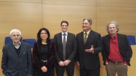 Bruno Barrillot, Senator Leila Aichi, Jean-Marie Collin, Senator Richard Ariihau Tuheiava and Patrice Bouveret